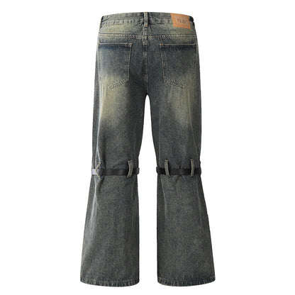 Structured Flared Wide-Leg Jeans